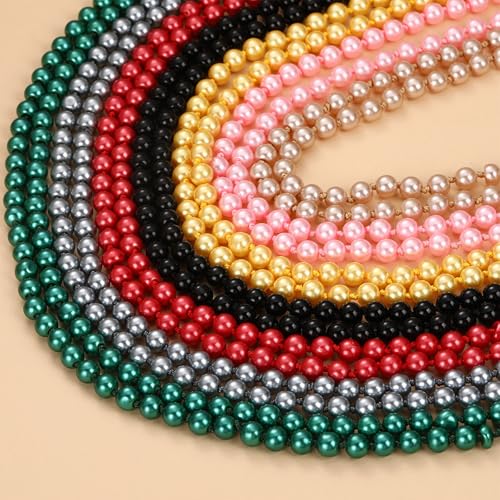 1920s Handmade Colorful Imitation Long Fake Pearl Layered Beaded Elegant Strand Necklace for Women Vintage Flapper Cosplay Costume Wedding Prom Party Statement Jewelry-green by CWFPBA - Used condition - Image 2