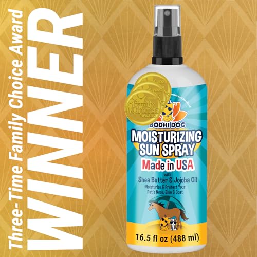 Bodhi Dog Sunscreen Moisturizing Pet Sun Spray (16.5 Fl Oz) - Safe for Dogs, Cats & Horses - Natural Protection for Skin, Coat, Nose, Ears - Hydrating & Non-Toxic - Made in USA