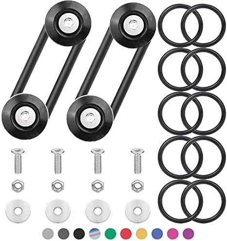 Bumper Quick Release, Mellbree Quick Release Trunk Front Rear Bumper Fasteners Fenders Holders Kit Compatible for Universal Car Bumper (Black 4 x Quick Release Tabs with 12 x O-Ring Fastener）