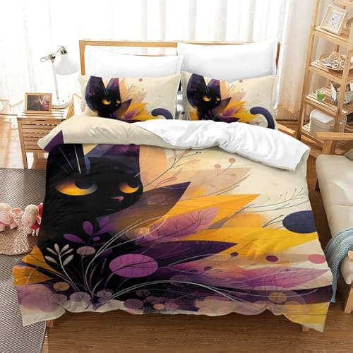 Parure de couette chat 3D microfibres 140x200 pour lit enfant - 2