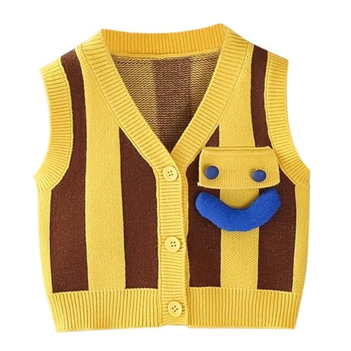 Chaleco de Punto para niño Tejido con diseño de Cuello V y Corte sin Mangas Ideal para Uso Diario y Ocasiones (Yellow, 18-24 Months)