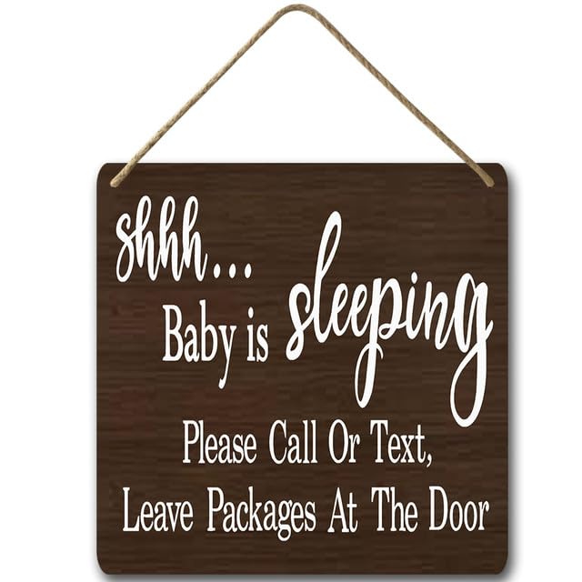 Lefangovs-12x12 IN Shhh Baby is Sleeping Sign Baby Door Sign,Not Disturb Hanger Sign Baby Room Hanging Wooden Decorative for Front Door,Home Farmhouse Baby Room Housewarming Gift, STYLE05