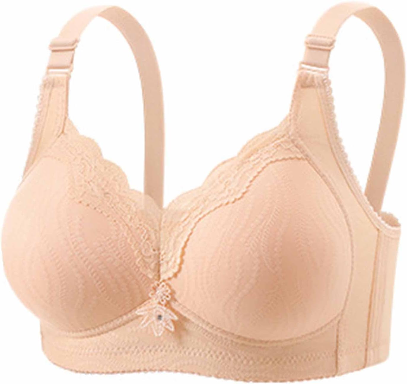Women Front Closure Bra Ribbed Wirefree Lounge Bralette | Convenient Button Fastening, Textured Knit Fabric, Wide Shoulder Straps, Zero Pressure Fit, Post Surgery Sleepwear