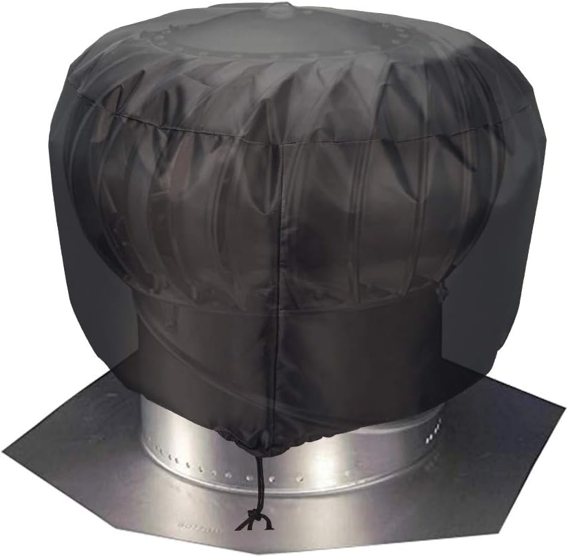 Turbine Roof Vent Cover,Roof Ventilator Cover Waterproof Turbine Roof Cover,Heavy Duty Turbine Ventilator Protector Shield,1680D Oxford Cloth Turbine Ventilator Covers.Vent Roof Cover.S Black