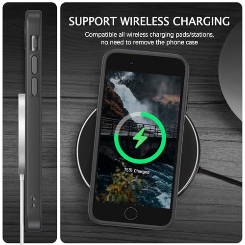 Telaso for iPhone SE 2022 Case, iPhone SE 2020 Case, iPhone 8/7 Case,Magnetic Case Compatible with Magsafe Wireless Charging Translucent Matte Back Slim Fit Full Body Shockproof Cover, Black by Telaso - Image 7