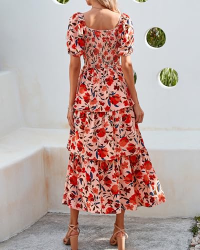 Image of BTFBM Womens Floral Smocked Summer Maxi Dresses