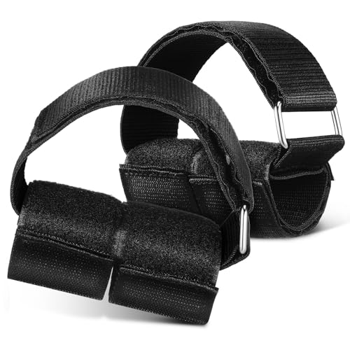 DOITOOL 2 Pièces Sangles Cheville Noires Réglables pour Musculation, Design Multifonctionnel en Bande Tissée, Accessoires de Gym à Domicile pour Entraînement de Force