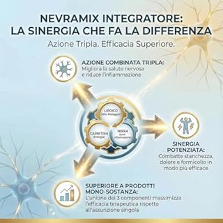 NEVRAMIX | Integratore Acido Alfa Lipoico, Carnitina e Mirra per benessere sistema Nervoso e dolori nervo/muscolare - Emicrania -Fibromialgia 20 Compresse.