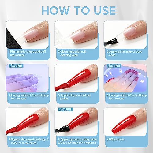 Coscelia Kit Base y Top Coat Semipermanente 2×10ml Top Coat&Base Coat UV LED Soak off Kit de Uñas Esmaltes Semipermanentes en Gel Para Kit de Manicura y Pedicura - imagen 9