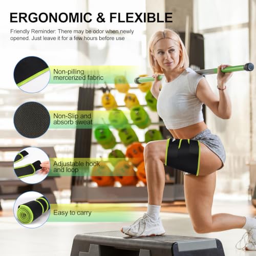 Image of supregear Thigh Wraps Support, Adjustable Compression Neoprene Thigh Sleeve Hamstring Quad Wrap Upper Leg Brace for Women Men Pulled Groin Muscle, Quadriceps, Black + Grass Green, XL