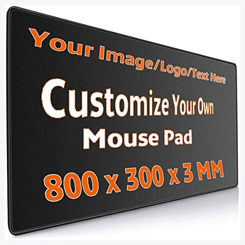 Alfombrilla de ratón grande personalizada para juegos, alfombrilla de ratón personalizada con bordes cosidos con tu imagen y texto, suministros de escritorio de oficina 80 x 30 cm