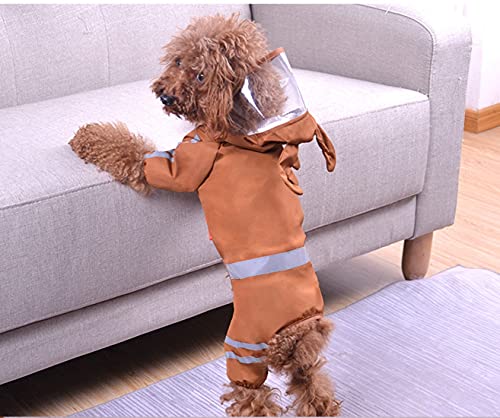 Hooded Dog Raincoat Dog Poncho Full Body Dog Rain Cape Waterproof Reflective Brown Deer Raincoat Dog Jacket For Small & Medium Dogs Adjustable Pet Reflective Clothing #TOP2
