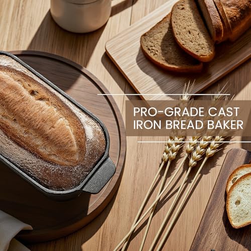 FRRLY Cast Iron Bread Loaf Pan with Lid,Bread Baking Pan,Cast Iron Dutch Oven for Sourdough,10 x 5 Inch Pre-seasoned Even Heat Distribution Baking Pan for Homemade Bread by FRRLY - Image 4