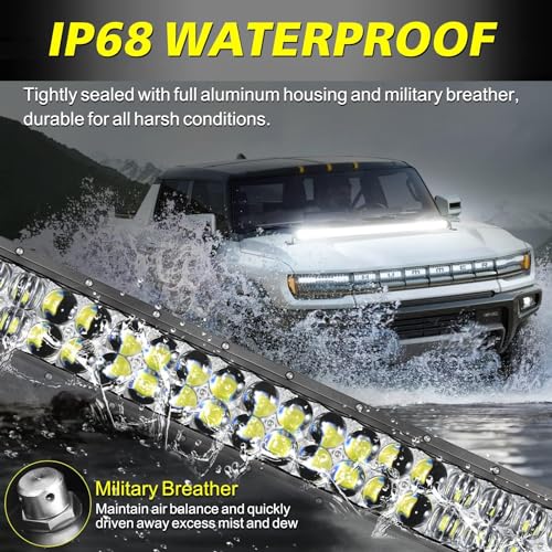 Image of 40 Inch LED Light Bar Kit with Wiring Harness 5D Optics Lens | 400W Double Row LED, Spot Flood Combo Offroad Driving Light Super Bright Bumper Roof Light Bar for Trucks Pickup SUV UTV