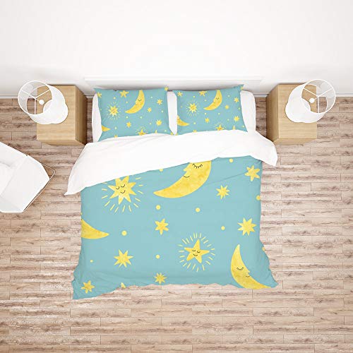 Parure de lit lune et étoiles en polyester pour lit simple - 2