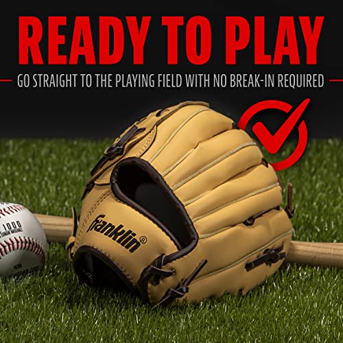 Image of Franklin Sports Baseball and Softball Glove - Field Master - Baseball and Softball Mitt - Adult and Youth Glove - Right Hand Throw - 12 inch - Black /Gold