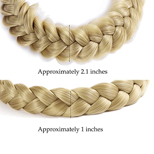 Sthejfb Braid Headband 2 3 Strands Combinations Messy Wide Chunky Fluffy Elastic Stretch Hairpiece Braided Headband Women Girl Beauty Accessory (Beach Blonde) #TOP1