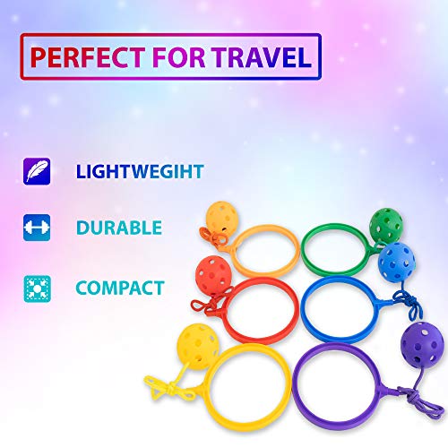 Skip Jump Rope - Pack of 6 - Variety Colors - Best Swing Ball Set Game for Boys Girls and Kids. Fun Excercise, Coordinate, Balance, Fitness, Active and Smile. Play Indoor and Outdoor (6 SwingBalls)