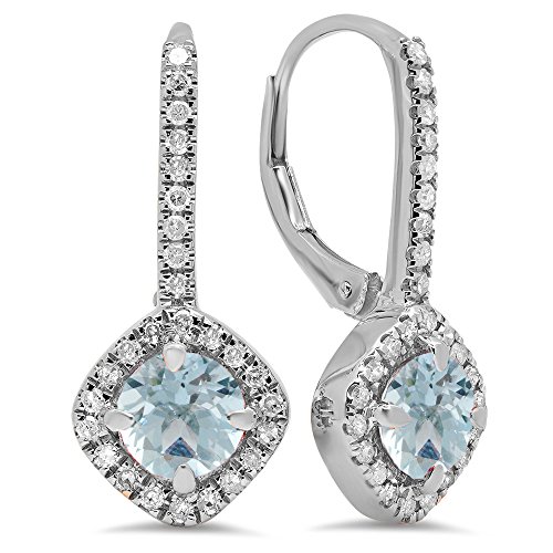 Dazzlingrock Collection Womens Halo Hoop Earrings, 14K Solid White Gold