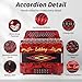 Lotkey 34 Key Diatonic Accordion, 3412 Multi Tone Celluloid Accordions Louder Clearer Timbre than Plastic for Adult, Beginner, Professional with Updated Bag, Straps, Acordeón Wrist Guard (FBE Red)