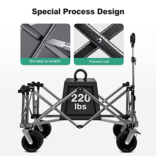 Vidoya Heavy Duty Folding Wagon Collapsible Beach Wagon Cart With Foldable Tailgate All-Terrain Wider Wheels Large Capacity For Pet Camping Garden Shopping Sports #TOP2