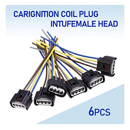 Pack Of 6 Ignition Coil Connector, Plug Harness Replacement, High Voltage Package Plug, Compatible With Toyota Camry Corolla Razor Gamma (Black) #TOP1