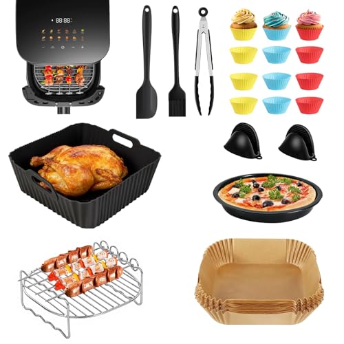 Sampoes Accesorio para freidora de aire caliente, accesorio para Philips Airfryer XL 6,2L, COSORI 4,7L 5,5L, Cecotec 6L, Ninja AF140 AF141 AF181, molde de silicona, 21 piezas Air Fryer Accessories