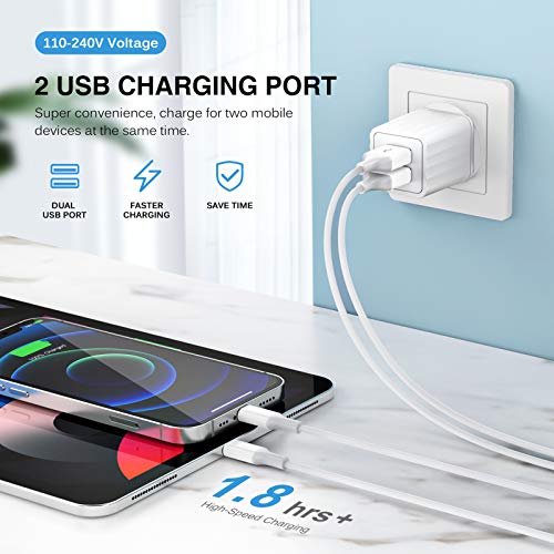 Vagavo T29 Iphone Charger,[Apple Mfi Certified] Fast Iphone Charger 2Pack 6Ft Lightning Cable Cord Fast Charging Dual 2 Port Plug Usb Wall Charger Compatible With Iphone 14 13 12 11 Pro Max Xs Xr X 8 Plus 7 Ipad thumb #2