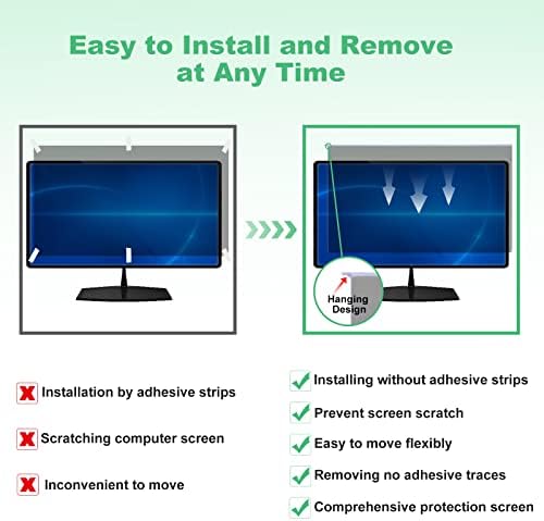 DEJIMAX 20/21/ 21.5 inch 16:9 Monitor Privacy Filter, Hanging Anti-blue Light Filter for Computers/Desktops Privacy Protection Filter, Universal Screen Protection (21.5 inch) for Monitor
