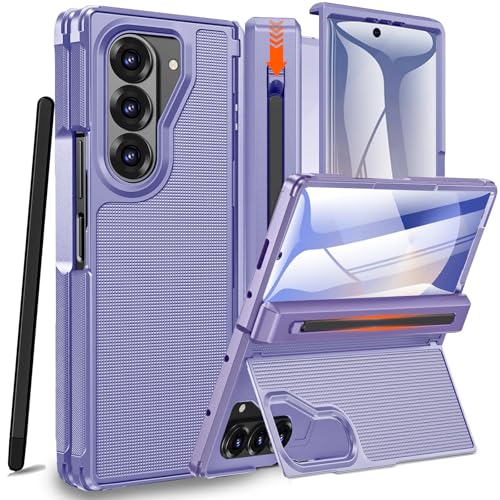 NINKI for Samsung Z Fold 7 Case with S Pen Holder & Stylus and Hidden Kickstand, Hinge Protective Screen Protector Phone Cover for Samsung Galaxy Z Fold 7 Case with Slim S Pen Slot and Stand – Purple