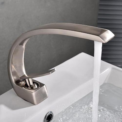 NURUGURE Bathroom Basin Faucet, Chrome Nickel Brass Bathroom Basin Faucet Hot Cold Mixer Tap for Vanity Sink