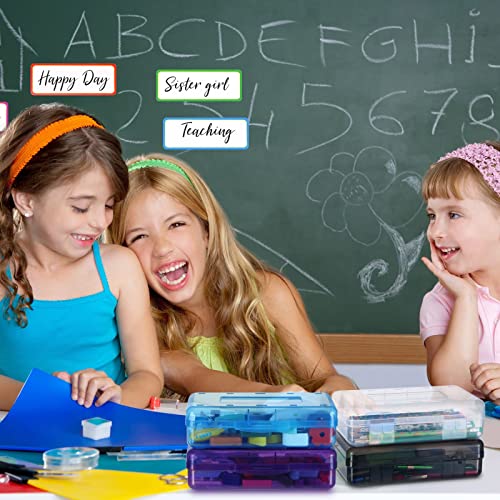 Image of Fainne 24 Pack Clear Plastic Pencil Box,Multicolor | Stackable Organizer for School Supplies, Large Case for Crayons Markers, Snap-lid Keeps Stationery Secure, Bulk Set