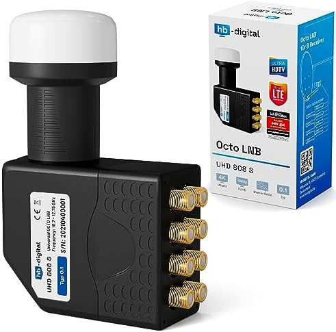 HB-DIGITAL Single LNB LNC 1 User Direct FULL HD TV 3D 4K white White gilded contacts Weather protection (extendable)