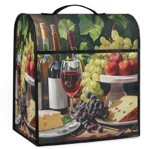 Kitchen Aid Mixer Cover Compatible with 6-8 Quarts Grapes Red Wine Fruit Stand Mixer Cover Red Flower Dust Cover with Zipper Pocket Kitchen Aid Mixer Accessories Kitchen Appliance Organizer Bag