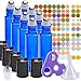 8 Glass Stainless Steel Roller Bottles - 8 Pack Cobalt Blue 10ml - Free Metal Roller Bottle Opener & 192 Essential Oil Bottle Cap Sticker Labels