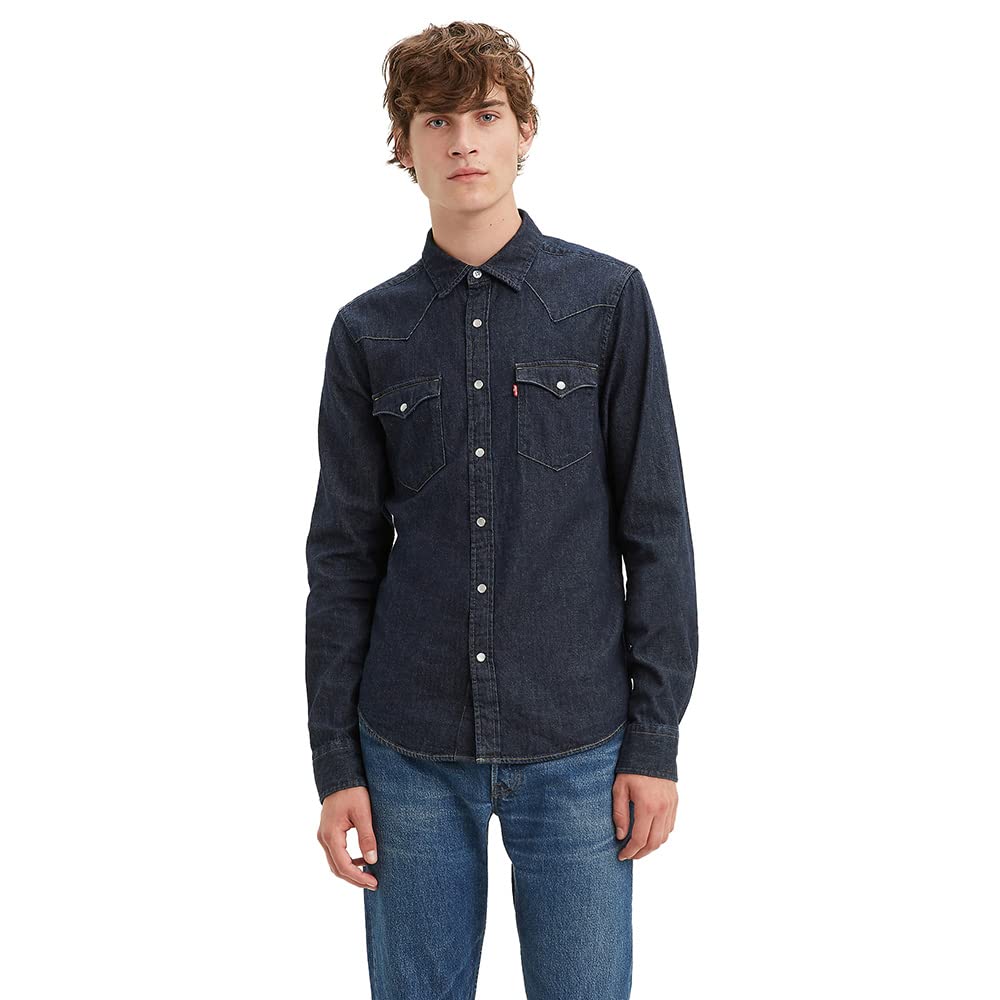 Levi'sMen's Classic Standard Fit Western Woven Tops, L - Blues
