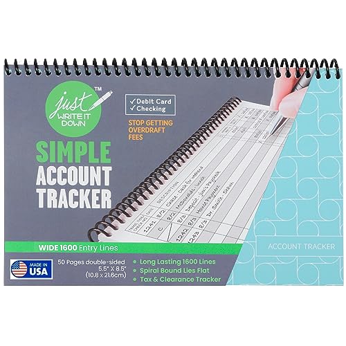 The Superior Register - Simple Account Tracker - Big Checkbook Register & Financial Ledger - Debit Card Register - Bank Register - 1 Pack, Blue, Wide Edition