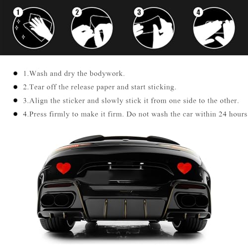 Image of 10PCS Vinyl Decal for Cars, High Intensity Reflective Sticker Night Safety Sign Bumper Decals, Waterproof Grid Vinyl Stickers Scratch Cover for Auto Window Laptop (Heart, Red)