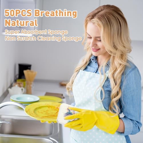 Image of Maxdot 50 Counts Compressed Cellulose Sponges Bulk Fruits Style Natural Kitchen Compostable Non Scratch Dish Sponges for Washing Dishes, Cleaning Countertop Sink, Kids DIY