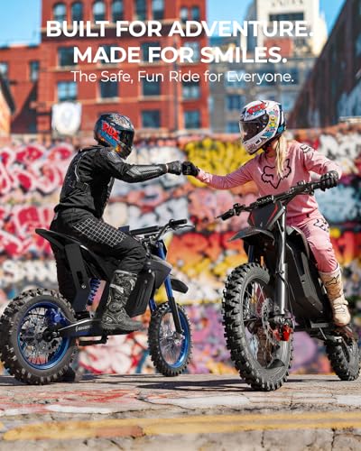 Image of Skeri Electric Dirt Bike for Adults & Teens, 14 inch /12 inch Fat Tire 3200W Motor 37MPH Off-Road EBike, 48V 21Ah Battery Hydraulic Disc Brakes Dual Suspension IPX5 Waterproof, Fit for Age 13+ -Blue
