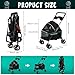 Tazauue 4 Wheels Cat Dog Stroller, One-Click Foldable PetStroller with Cup Holder, Breathable & Visible Mesh, Lightweight Travel Carrier for Medium Small Pets Outdoor Walk 1 Set