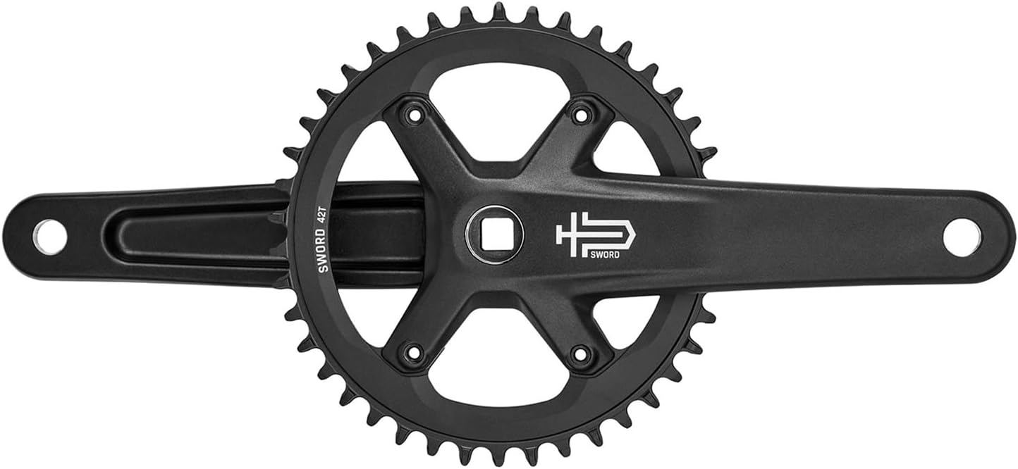 microSHIFT Sword Black 1x Crankset - 9/10-Speed, 40t, 110 Asym BCD, JIS Square Taper Spindle Interface, Black