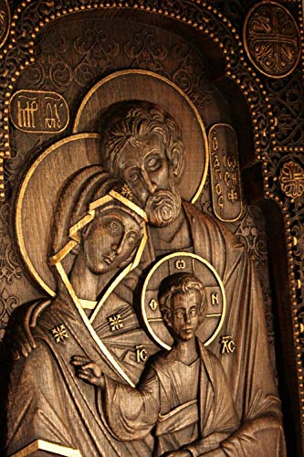 Holy Family Wood Carved Christian Nativity Decorative Plaque - Wall Hanging Panel - Art Work From Solid Wood - Personalised - All Sizes - Any Occasion Christian Gift Idea #TOP1
