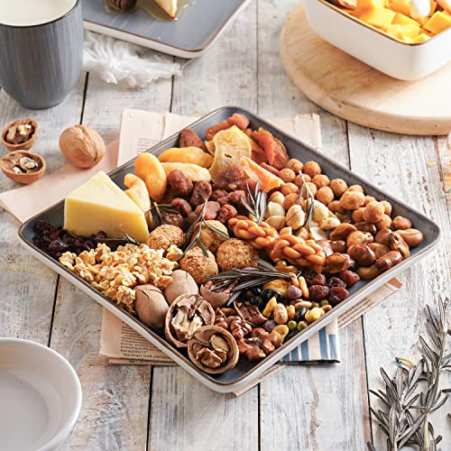 Stone Lain Esmeralda Porcelain Dinnerware Set, Service For 8, 32 Pieces Square Grey Brushed Design #TOP4