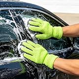 MplehDa 2 guantes de lavado de coche de microfibra de chenilla reutilizables con diseño de cinco dedos para coches, camiones, motocicletas y barcos