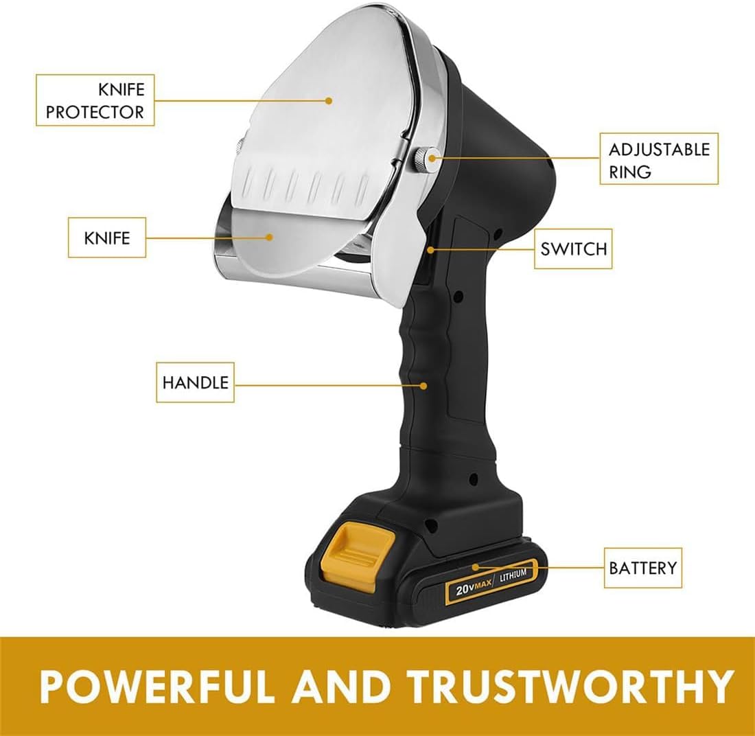 電気ケバブスライサー、手持ち大容量バッテリーShawarmaケバブナイフ2枚刃、0~8mmの厚さ調整