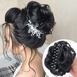 Views Claw Clip In Hair Bun Messy Curly Clip In Claw Hair Hairpieces Natural Wavy Curly Combs Add Hair Volume For Women (ClutcHer - Black) Pack Of 1 11 51JSCnx C7L. SL500 . SS300