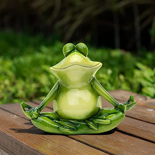 SuynyBHF - Estatua de jardín de rana de yoga para decoración de piscina al aire libre, hogar, cocina, patio, patio, patio, decoración de casa, decoración de resina, regalo de 6 pulgadas pintado a mano