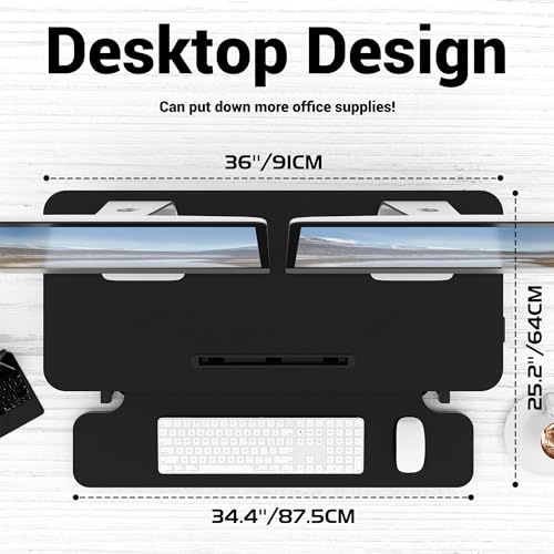 ERGOMAKER Standing Desk Converter, 36"/91cm Wide Height Adjustable Quick Sit to Stand Up Desk Riser for Dual Monitor - Image 4