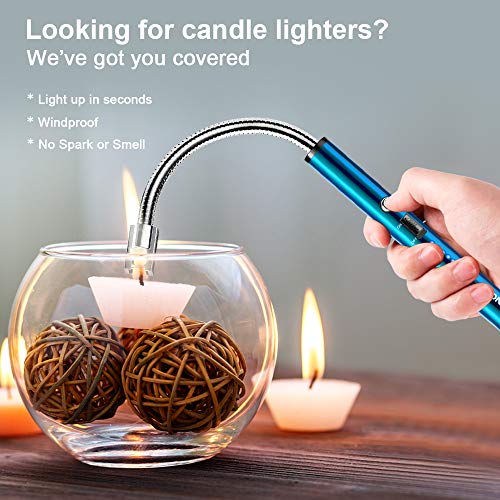 RONXS Lighter, Upgraded Candle Lighter Camping Lighter Grill Lighter USB Lighter Plasma Arc with LED Battery Display Safety Switch, Longer Flexible Neck for Candle Cooking BBQs Fireworks (Blue)